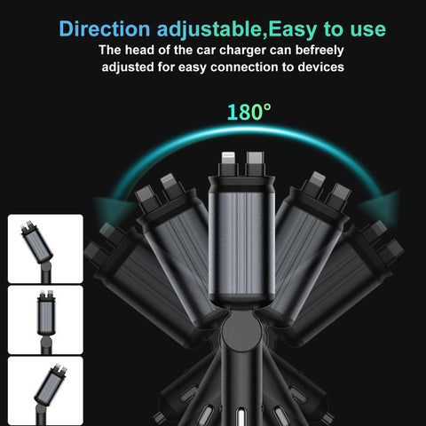 Illuminate Your Drive with the Starlight 4-In-1 Car Phone Charger – Fast Charge & Universal Compatibility!