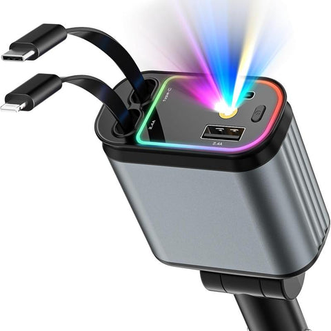 Illuminate Your Drive with the Starlight 4-In-1 Car Phone Charger – Fast Charge & Universal Compatibility!